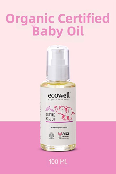 Ecowell زيت الأطفال العضوي، معتمد نباتيًا، مضاد للحساسية، مرطب، مهدئ لتدليك ا...