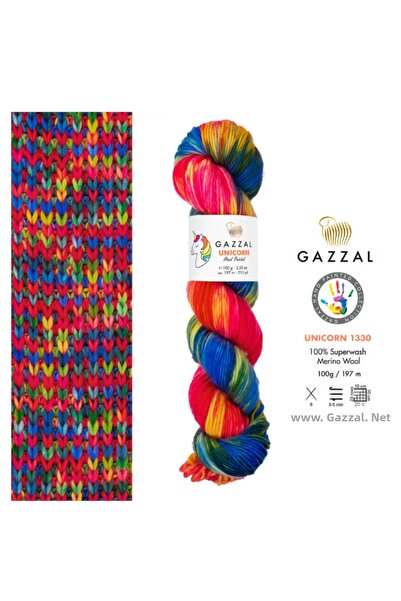 Gazzal Unicorn 3-Pack Advantageous Package 100% Superwash Merino Wool – 100 g 197 m Hand Dyed Knitting Yarn-1330