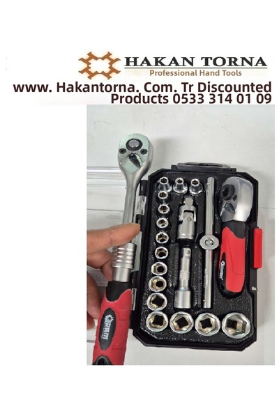 HakanTorna Ht- Arm 1/4 Socket Set 19 Pieces 1/4 Extended Ratchet
