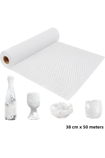 roco paper Honeycomb Filling Packing Wrap Paper - White, Gift and Goods Packaging, Shipping Paper - 38 cm X 50 Meters