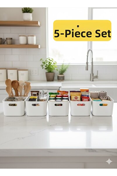 VİALEX 5Pcs 3.5 Lt Multi-Purpose Closet Organizer Box-Refrigerator Kitchen Ba...