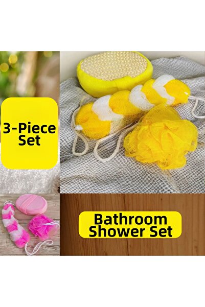 Doori طقم استحمام مكون من 3 قطع مع ليفة استحمام وإسفنجة استحمام وليفة استحمام للظهر في منتج واحد