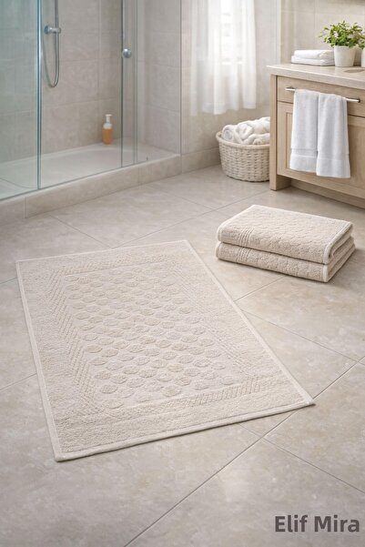Elif Mira 3-Piece Bathroom Foot Towel Set 100% Cotton Damatouch