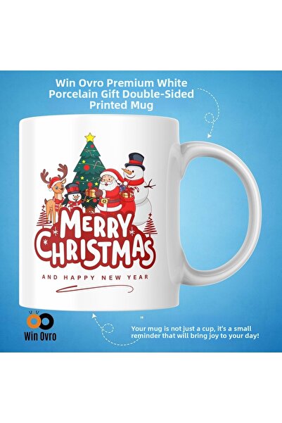 Win Ovro Premium White Porcelain Gift Double Sided Printed Mug Cups - Merry Christmas Happy New 4