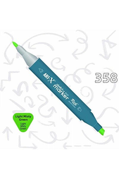 Art Tone قلم تحديد سوبرتريند سكيتش ماركر ديو ذو طرفين 358 أخضر ضبابي فاتح