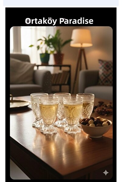 ORTAKÖY CENNETİ 6 Ad Shot Tequila Zemzem Glass Sun Mod-Küç. Footed 30 Cc Volu...