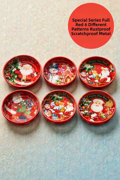 CHANCE GİFT Special Series Red Colored Snack Bowl Metal Serving Bowl for New Year's Tableware Breakfast Medium Size 9.5 cm