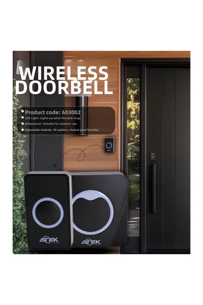 lowell home جرس باب لاسلكي أسود مقاوم للماء