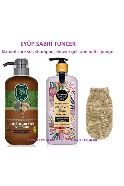 Eyüp Sabri Tuncer Natural Care Set, Argan Oil Shampoo, Silky Touch Shower Gel and Bath Scrub