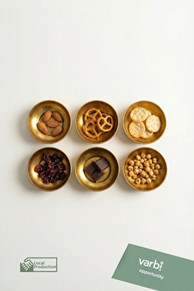 Varbifırsat طقم أوعية تقديم ذهبية معدنية مكون من 6 قطع - أوعية تقديم أنيقة، وعاء للوجبات الخفيفة والصلصات، شمعدان للشموع