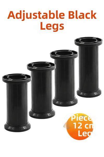 Badem10 4 bucăți reglabile, 12 cm, picioare din plastic negru pentru dulap, mobilă, bancă, picior de ridicare