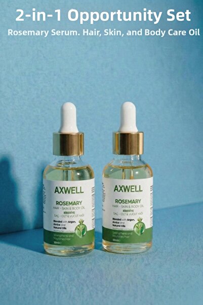 AXWELL زيت إكليل الجبل الكامل - مجموعة العناية بالشعر مكونة من قطعتين لتطويل الشعر السريع والشعر المتضرر