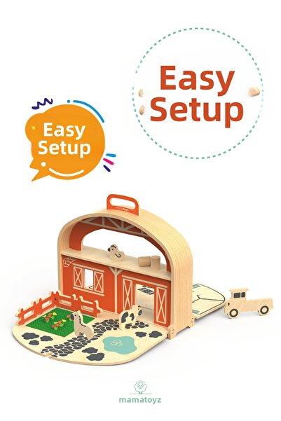 MAMATOYZ كاريفارم - مجموعة ألعاب المزرعة الخشبية المحمولة