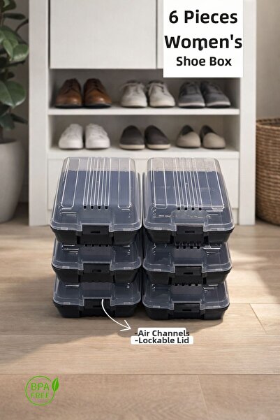 Funny Life 6-парен бокс за обувки, цветен - вентилиран, заключващ се, подреждащ се