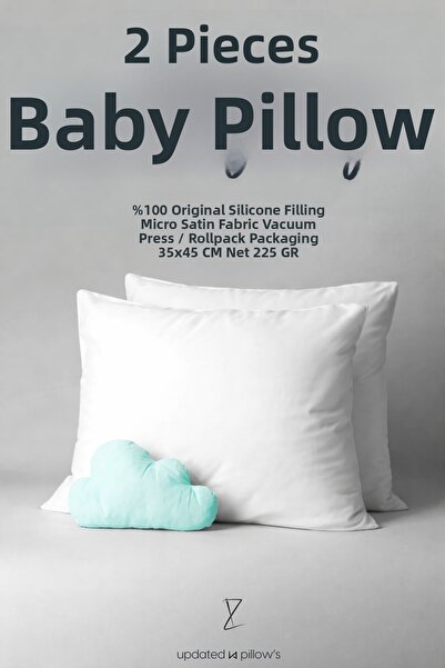 İz Concept 2 Pieces Cotton Baby Pillow 100% Silicone Filled 35x45 250gr - Pre...