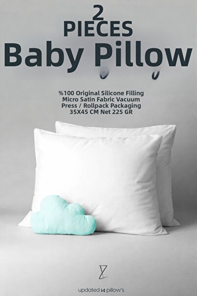 İz Home 2 Premium Baby Pillows |   Original Silicone Filler |   Micro Satin Fabric |   35X45Cm |   225 Grams