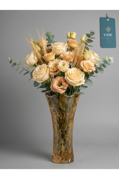 YNSK Luxury |   Iris |   Glass Vase, Table Decoration Flower Holder, Arrangement |   22 cm