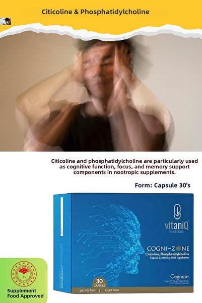 VITANIQ كبسولات كونيجيزون 30 – مكمل غذائي منشط للذهن يحتوي على السيتيكولين (السيتيكولين) والفوسفاتيديل كولين