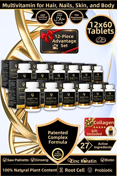 Dr.Sammy's Quarine Hair, Nail, Skin and Body Vitamin - 12-Piece Advantage Set (12-Month Herbal Cure)