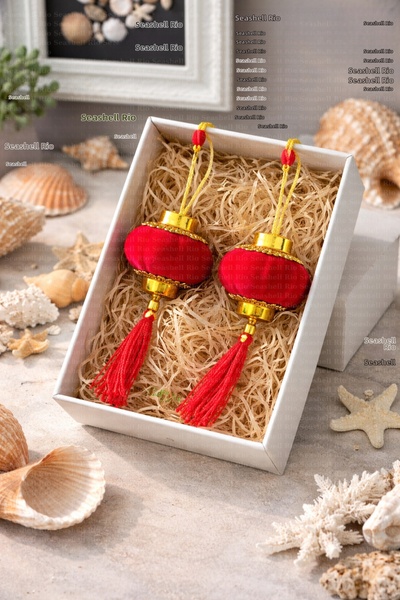 Seashell Rio Ornament decorativ roșu pentru agățat, felinar chinezesc, pachet...