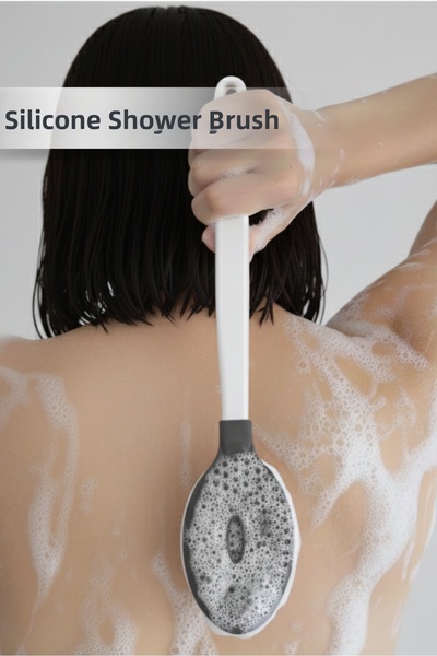 Orvila فرشاة استحمام وتدليك سيليكون مزدوجة الجوانب - فرشاة تنظيف الجسم بمقبض