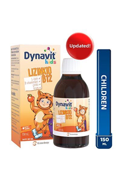 Dynavit شراب ليزنكيد-بي12 للأطفال 150 مل - وقت تناول الطعام - دعم الأمينو أسيتات الليزين للأطفال، فيتامين ب، كروم، زنك