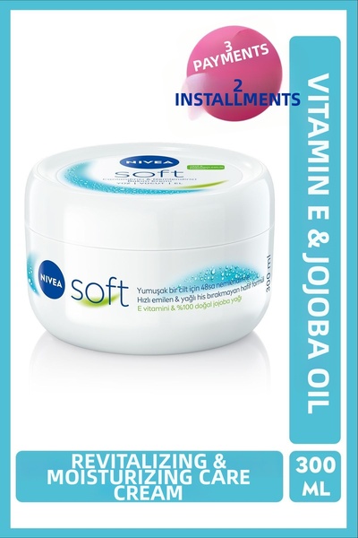 NIVEA Cremă moale de îngrijire hidratantă 300 ml, ulei de jojoba, vitamina E, absorbție rapidă, pentru mâini, față, corp