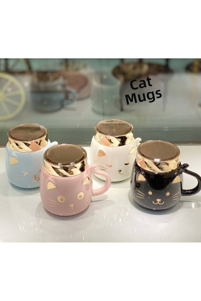 Mihristore كوب قهوة مع غطاء، هدية مميزة، كوب بتصميم قطة