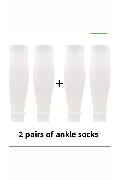 sporthome 2 Pairs of Soleless White Football Training Sports Socks