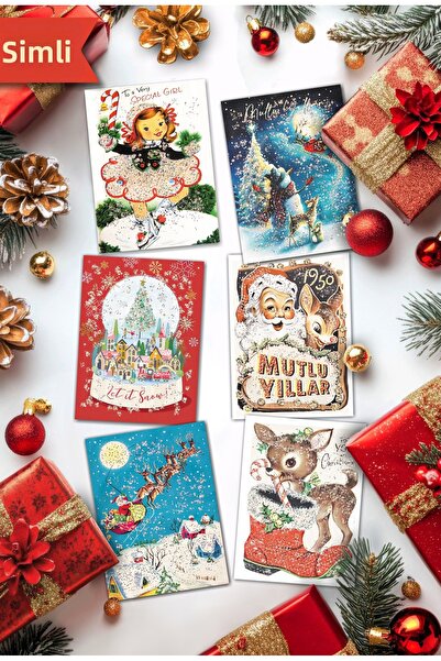 Mia Pera مجموعة من 6 بطاقات بريدية لامعة لعيد الميلاد، مناظر طبيعية شتوية للع...