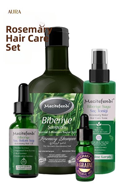 Mecitefendi Aura Rosemary Hair Care Set of 4 - Shampoo, Serum, Tonic and Oil
