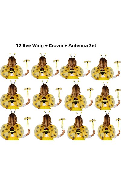 İstangül Butik مجموعة النحل للمدرسة مكونة من 12 قطعة - تاج، جناح، صولجان