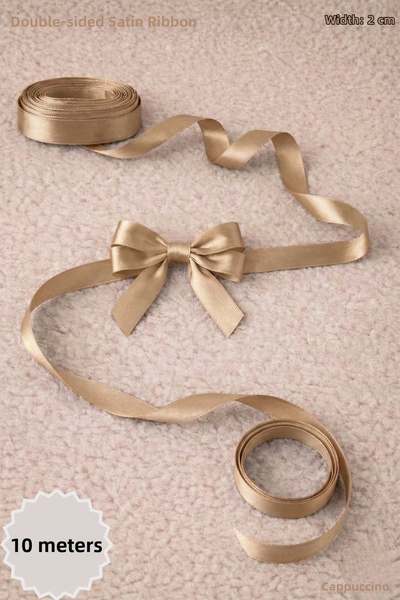 Mortex Cappuccino Satin Ribbon 2 cm 10 Meters - Bohça, Nikah, Nişan, Çeyiz, Hediye, Süsleme, Doğum Günü, Parti