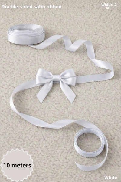 Mortex White Satin Ribbon 2 cm 10m - Bohça, Wedding, Engagement, Dowry, Gift,...