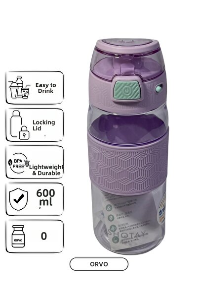 ORVO زجاجة مياه رياضية من تريتان – بغطاء قابل للقفل، مع حزام، خالية من مادة B...