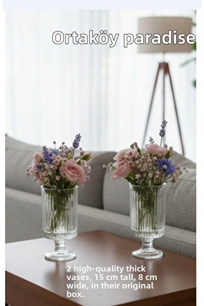 ORTAKÖY CENNETİ فازة 2 قطعة من الكريستال عالي الجودة في علبة أصلية مع قاعدة إ...