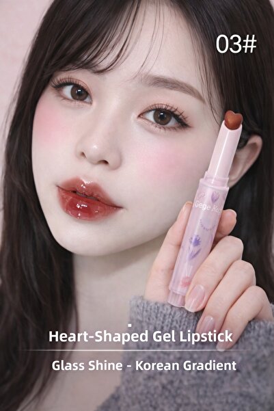 Gege Bear Heart Gel Lipstick 03 |   Orange Glossy Korean Gradient Lip