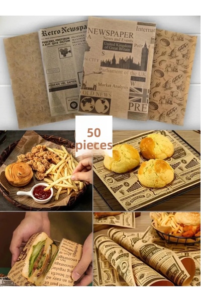 moontime alaçatı مجموعة من 50 ورقة زيتية ذاتية النمط بنمط الصحف القديمة