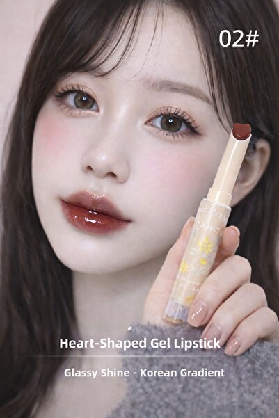 Gege Bear Heart Gel Lipstick 02 |   Orange Glossy Korean Gradient Lip