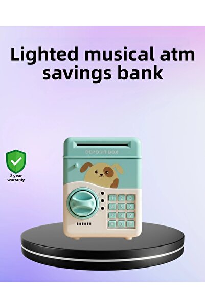 Epilons حصالة نقود إلكترونية بتصميم صراف آلي ورمز سري باللون الأخضر المائي