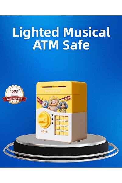 Epilons حصالة نقود إلكترونية صفراء مع كلمة مرور للأطفال