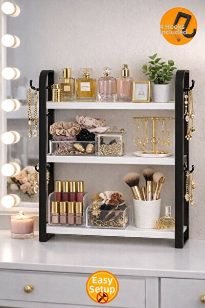 Bambus Οργανωτής κοσμημάτων καλλυντικών μπάνιου 3 επιπέδων, οργανωτής πολλαπλ...