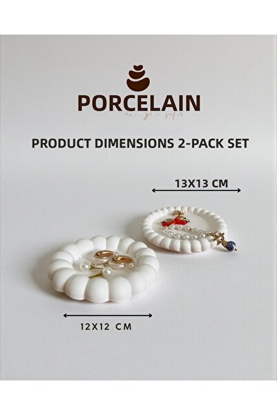 Porselian Set of 2 Decorative Balloon Bubble White Jewelry Plate and Presentation Bowl Modern Ring Holder Object