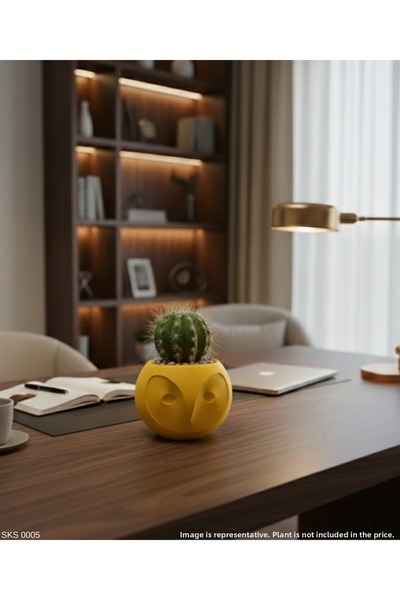 EGATOPTAN Mini Decorative with Yellow Owl Figure Cobalt in 6 cm Desktop Offic...