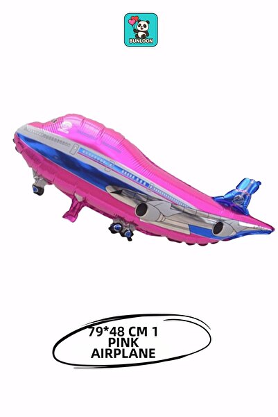 Bunloon Pink Foil Balloon with Airplane Figure 79×48 cm Birthday Party Decora...