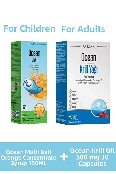 Ocean Humanlife Krill Oil 500 Mg 30 Capsules + Multi Honey Orange Concentrate...