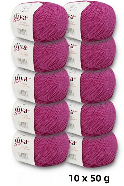 Diva İplik Premium Amigurumi Ipi Punch (Panç) Bebe Soft Cotton 500 Gr (Pack of 10) - Dark Pink