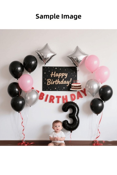 BALOMİS Pink Black Chrome Silver Balloon Set 11 Inch Party Concept