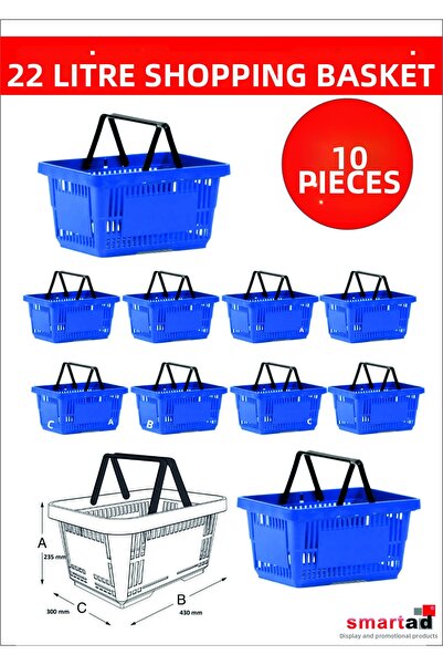 WDM 22 Liters 10 Pieces Grocery Basket, Shopping Basket, Grocery Basket with ...