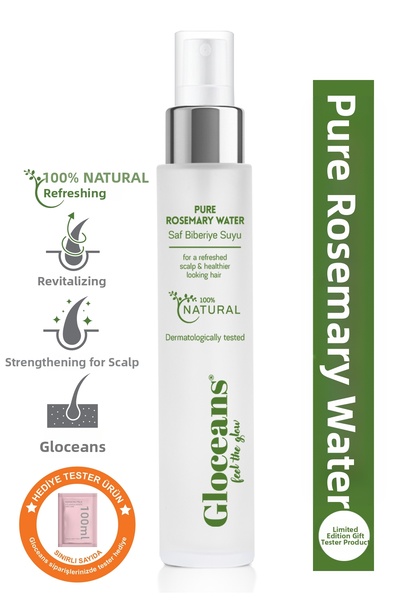 gloceans feel the glow ماء إكليل الجبل المضاد لتساقط الشعر ودعم نمو الشعر، طبيعي ونقي 100%، 100 مل